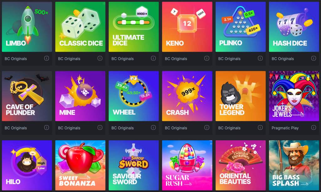 Top 5 Crypto Casinos - BC.Game's Game Selection